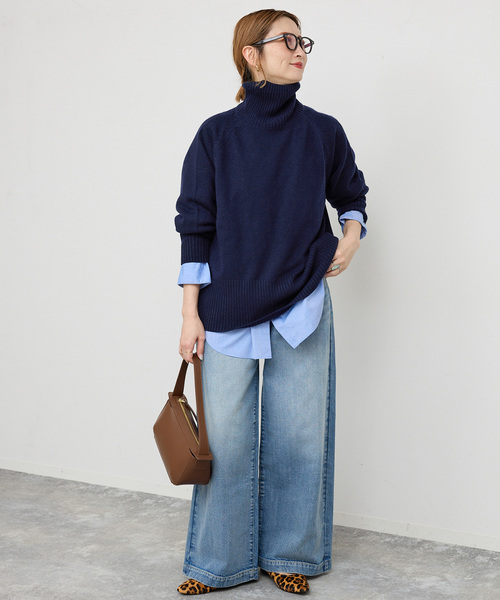 WEB限定カラー有り》ウールカシミヤ ラグランタートルニット（ニット