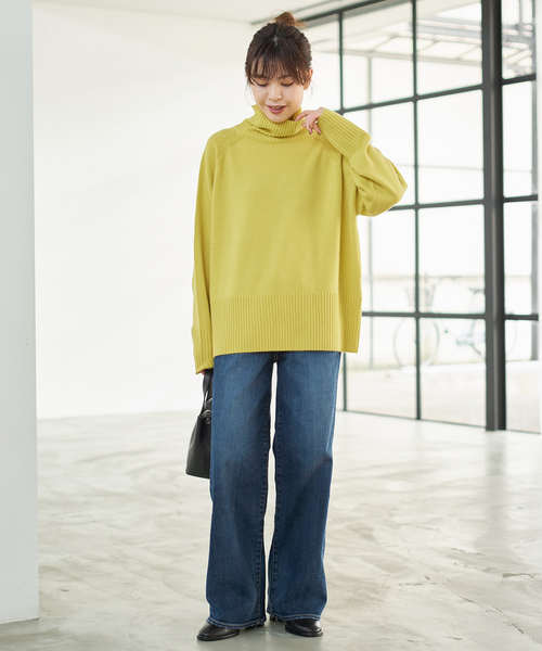 WEB限定カラー有り》ウールカシミヤ ラグランタートルニット（ニット