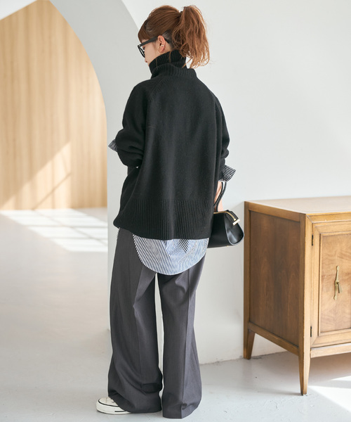 WEB限定カラー有り》ウールカシミヤ ラグランタートルニット（ニット