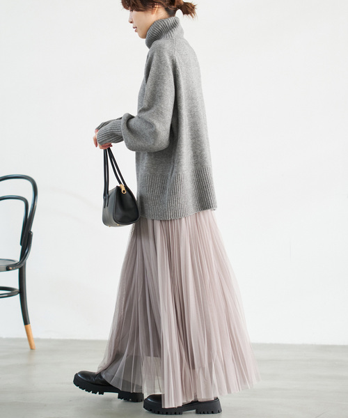 セール】《WEB限定カラー有り》ウールカシミヤ ラグランタートルニット