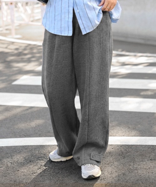 HUG.U（ハグユー）の「ワッフルワイドパンツ（その他パンツ・レディース・ブラック/ダークネイビー/ダークグレー・トール丈/レギュラー丈）」の3枚目の写真