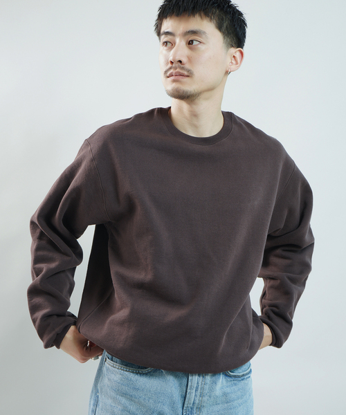 WISM（ウィズム）の「BASEMENT GEAR / ベースメントギア 15oz Garment Dye CrewSweat（スウェット・メンズ・ブラウン/ネイビー/ブラック/ライトグレー・MEDIUM/LARGE/X-LARGE）」の18枚目の写真