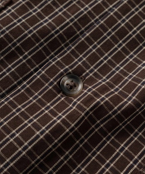make a ray!（メイク ア レイ！）の「【82】 ショート丈 先染めミニチェックシャツ/短丈/コンパクトシャツ（シャツ/ブラウス・メンズ・ブラック/ベージュ/ブラウン/ネイビー/ブラック系その他/ブラウン系その他・L/M）」の11枚目の写真