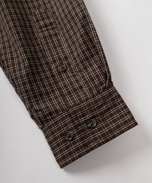 make a ray!（メイク ア レイ！）の「【82】 ショート丈 先染めミニチェックシャツ/短丈/コンパクトシャツ（シャツ/ブラウス・メンズ・ブラック/ベージュ/ブラウン/ネイビー/ブラック系その他/ブラウン系その他・L/M）」の14枚目の写真