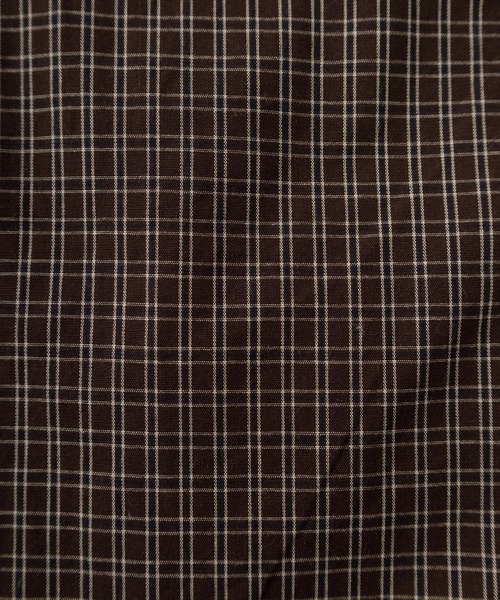 make a ray!（メイク ア レイ！）の「【82】 ショート丈 先染めミニチェックシャツ/短丈/コンパクトシャツ（シャツ/ブラウス・メンズ・ブラック/ベージュ/ブラウン/ネイビー/ブラック系その他/ブラウン系その他・L/M）」の15枚目の写真