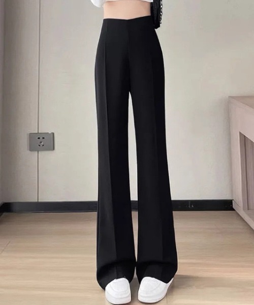 cammie（キャミー）の「ハイウエストシンプルフレアパンツ（その他パンツ・レディース・ブラック/ダークグレー・L/M）」の2枚目の写真