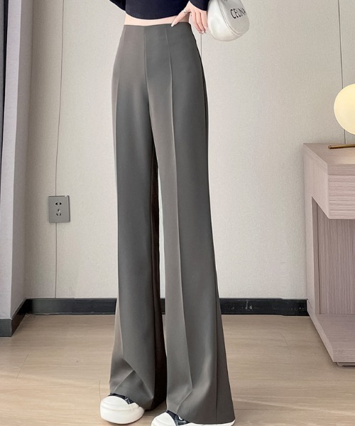 cammie（キャミー）の「ハイウエストシンプルフレアパンツ（その他パンツ・レディース・ブラック/ダークグレー・L/M）」の10枚目の写真
