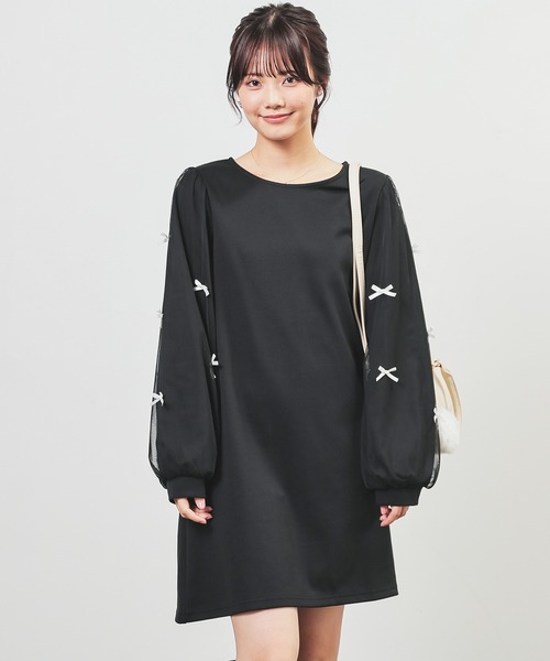 Honeys(ハニーズ)の「袖リボンワンピース(ワンピース・レディース・ラベンダー/ブラック/グレー・L/LL/M/S)」の5枚目の写真