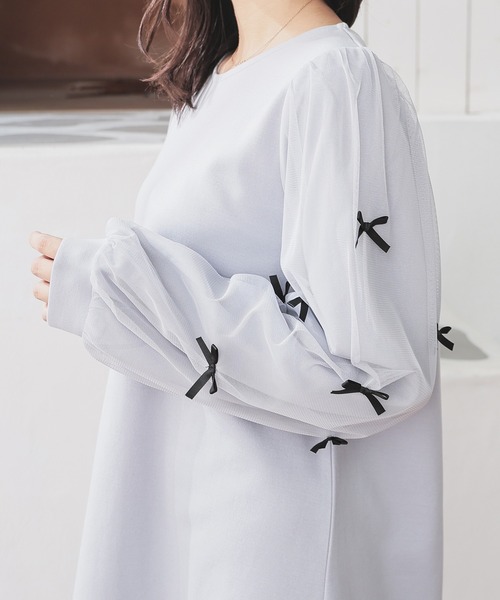 Honeys(ハニーズ)の「袖リボンワンピース(ワンピース・レディース・ラベンダー/ブラック/グレー・L/LL/M/S)」の15枚目の写真