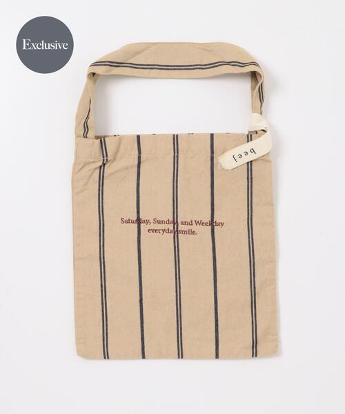 beej（ビージ）の「『別注』beej×DOORS　ロゴエコバッグ（トートバッグ・レディース・ベージュ/ブラウン・ONE）」の2枚目の写真