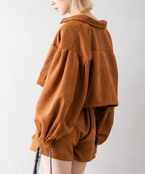 SpRay(スプレイ)の「スウェードポンチZIPショートブルゾン(ブルゾン・レディース・ブラウン/チャコールグレー/キャメル・FREE)」の7枚目の写真