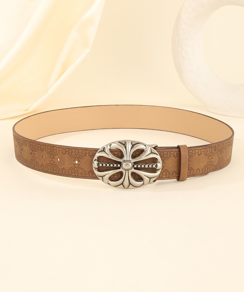 セール】9C56 ヴィンテージ風クロスモチーフ ウエスタンビッグバックル