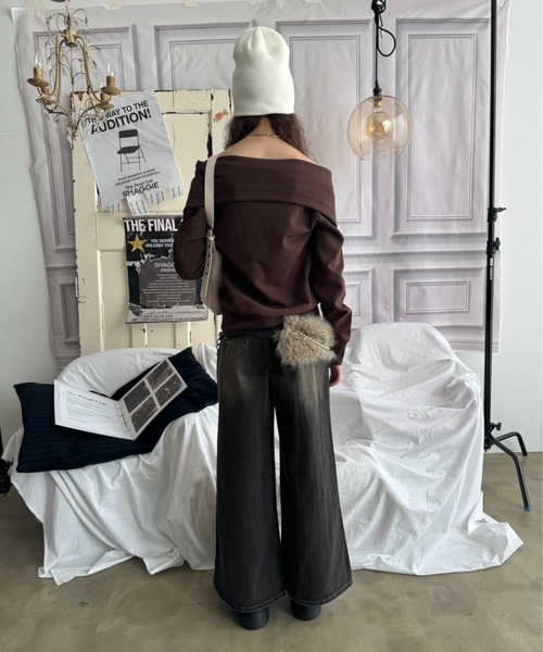 SHAGGIE(シャギー)の「【ViVi掲載】アイレット付きバギーワイドデニムパンツ(デニムパンツ・レディース・ブラック/ブルー・SMALL/LARGE/MEDIUM)」の14枚目の写真