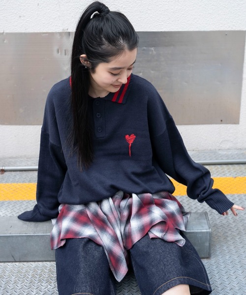 WEGO(ウィゴー)の「WEGO/ラインポロニットプルオーバー(ニット/セーター・メンズ・ブラウン/ホワイト/ネイビー/グレー・MEDIUM/LARGE)」の4枚目の写真