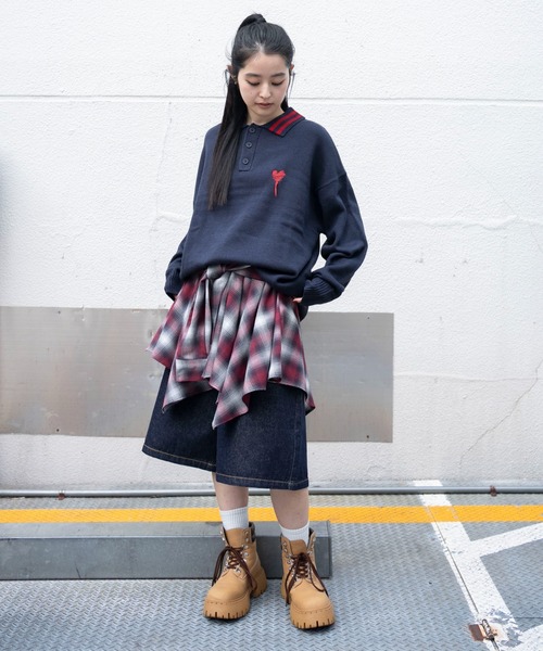 WEGO(ウィゴー)の「WEGO/ラインポロニットプルオーバー(ニット/セーター・メンズ・ブラウン/ホワイト/ネイビー/グレー・MEDIUM/LARGE)」の8枚目の写真