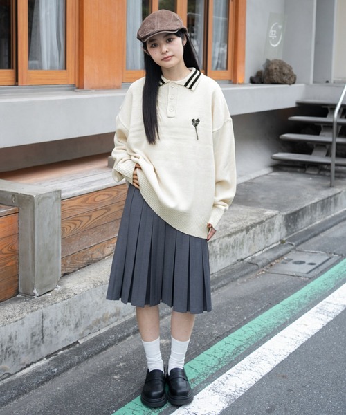 WEGO(ウィゴー)の「WEGO/ラインポロニットプルオーバー(ニット/セーター・メンズ・ブラウン/ホワイト/ネイビー/グレー・MEDIUM/LARGE)」の5枚目の写真