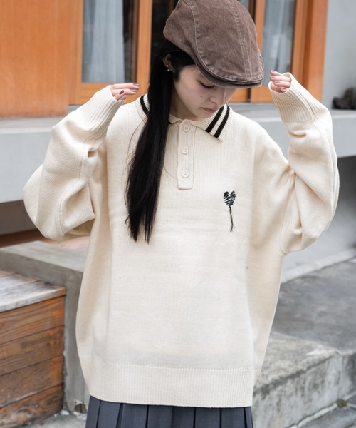 WEGO(ウィゴー)の「WEGO/ラインポロニットプルオーバー(ニット/セーター・メンズ・ブラウン/ホワイト/ネイビー/グレー・MEDIUM/LARGE)」の9枚目の写真