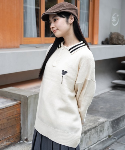 WEGO(ウィゴー)の「WEGO/ラインポロニットプルオーバー(ニット/セーター・メンズ・ブラウン/ホワイト/ネイビー/グレー・MEDIUM/LARGE)」の10枚目の写真