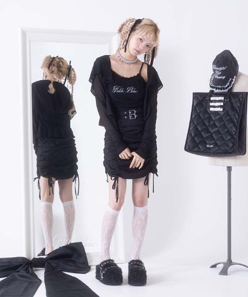 FickleBebe（フィクルベベ）の「ダブルベルトギャザースカート（スカート・レディース・ブラック/グレー・0/1）」の11枚目の写真