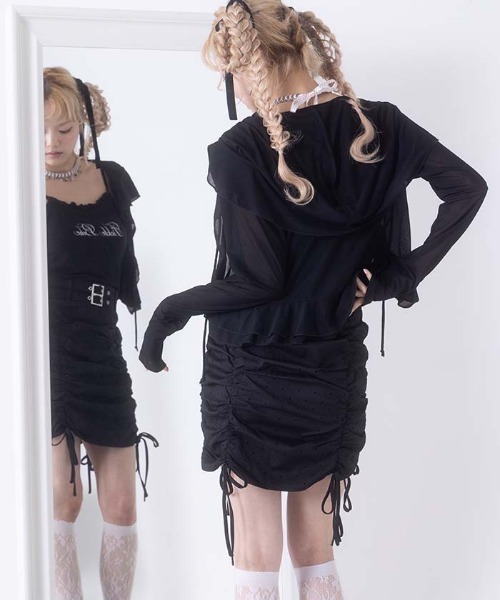 FickleBebe（フィクルベベ）の「ダブルベルトギャザースカート（スカート・レディース・ブラック/グレー・0/1）」の15枚目の写真