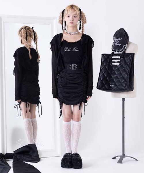 FickleBebe（フィクルベベ）の「ダブルベルトギャザースカート（スカート・レディース・ブラック/グレー・0/1）」の16枚目の写真