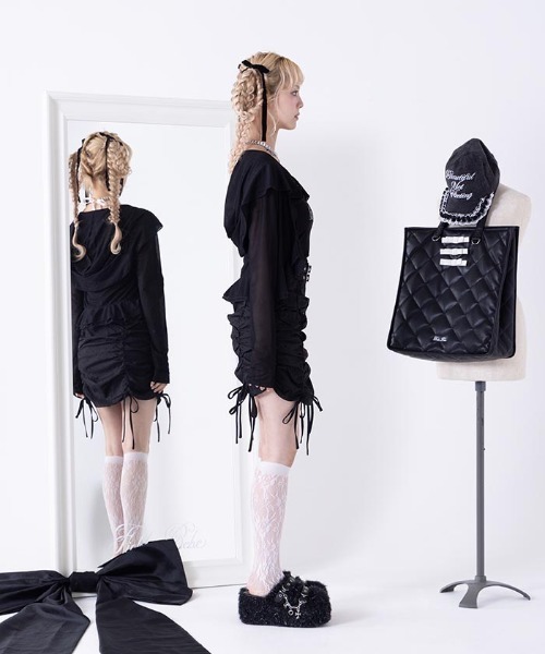 FickleBebe（フィクルベベ）の「ダブルベルトギャザースカート（スカート・レディース・ブラック/グレー・0/1）」の17枚目の写真