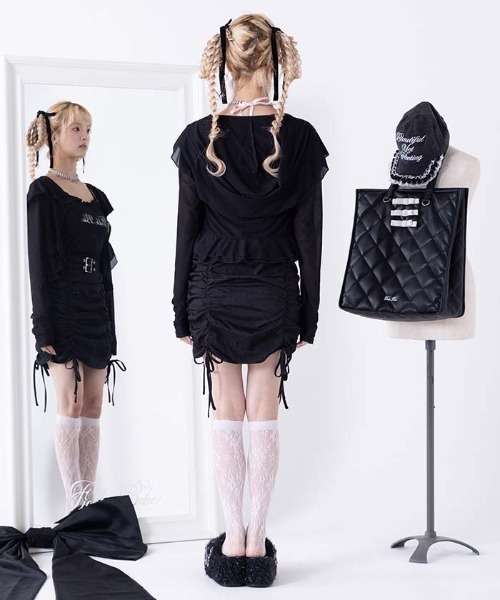 FickleBebe（フィクルベベ）の「ダブルベルトギャザースカート（スカート・レディース・ブラック/グレー・0/1）」の18枚目の写真