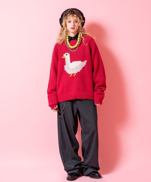 a.p.o.v.(エーピーオービー)の「a.p.o.v. ガチョウニットセーター(ニット/セーター・メンズ・ブラック/レッド・ONESIZE)」の7枚目の写真