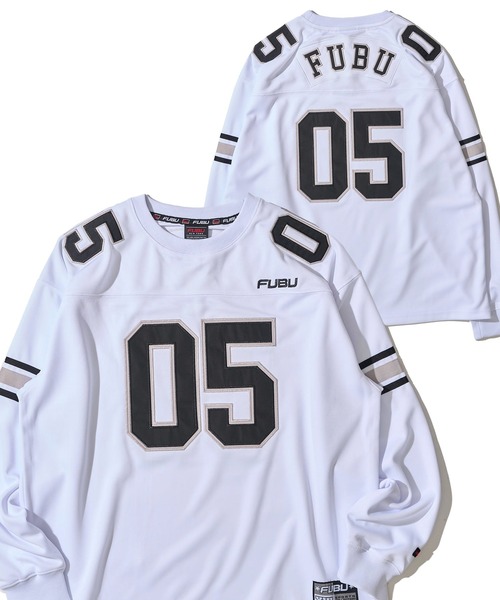 FUBU( フブ)の「【FUBU/フブ】ブランドロゴ ナンバーワッペン Vネック ゲームシャツ(スウェット・メンズ・ブラック/ホワイト/グリーン・MEDIUM/LARGE/X-LARGE)」の1枚目の写真