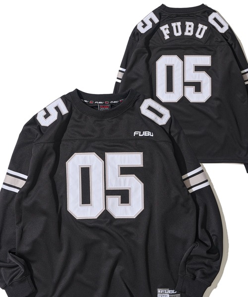 FUBU( フブ)の「【FUBU/フブ】ブランドロゴ ナンバーワッペン Vネック ゲームシャツ(スウェット・メンズ・ブラック/ホワイト/グリーン・MEDIUM/LARGE/X-LARGE)」の2枚目の写真