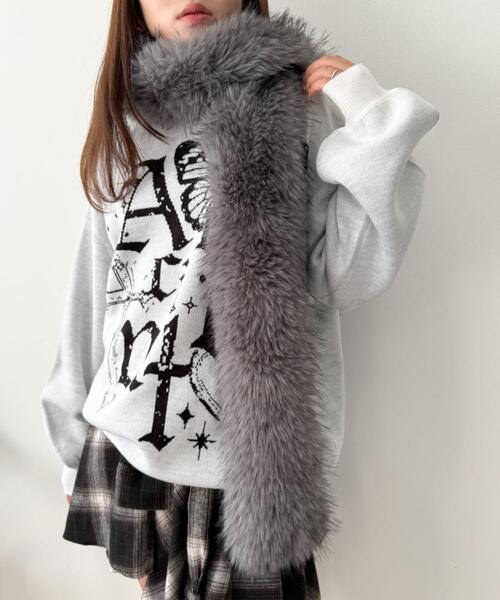 WEGO(ウィゴー)の「WEGO/ボリュームファータッチマフラー(マフラー・レディース・グレー/ブラウン/ホワイト/ホワイト系その他・FREE)」の9枚目の写真