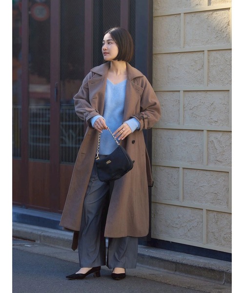 TONAL（トーナル）の「PREMIUM FOX×CASHMERE Vネックプルオーバー（ニット/セーター・レディース・ベージュ/ピンク/ライトブルー/オフホワイト/グレー・MEDIUM）」の21枚目の写真