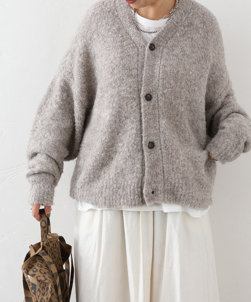 JOURNAL STANDARD LUXE(ジャーナルスタンダード ラックス)の「ブークレー Vネックカーディガン(カーディガン/ボレロ・レディース・ベージュ/チャコールグレー・FREE)」の14枚目の写真