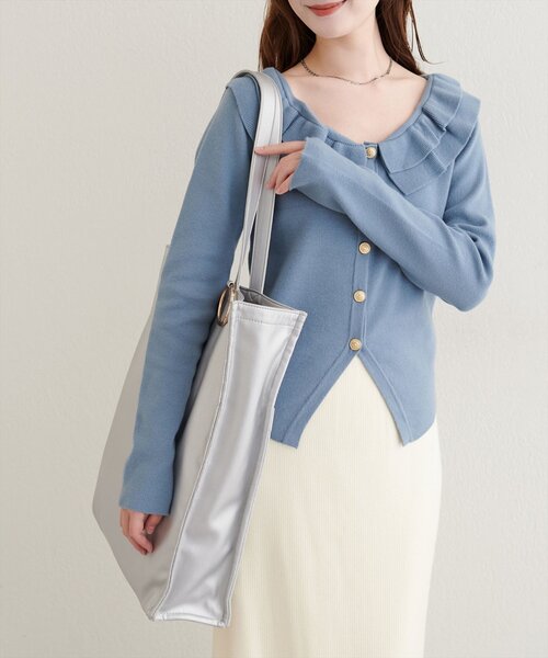 natural couture（ナチュラルクチュール）の「〈osono〉合皮参戦バッグ（トートバッグ・レディース・サックスブルー/ブラック/シルバー/ブラウン・FREE）」の7枚目の写真