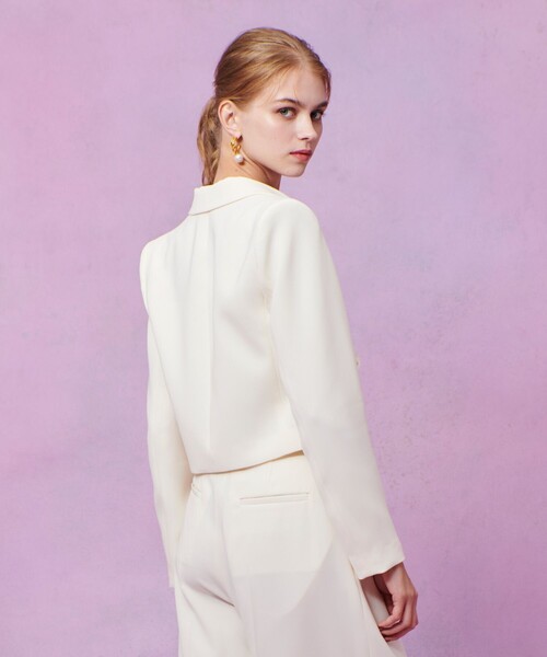LOULOU WILLOUGHBY(ルルウィルビー)の「【LOULOU WILLOUGHBY】ダブルクロスショートジャケット(テーラードジャケット・レディース・ブラック/オフホワイト・1/2)」の7枚目の写真
