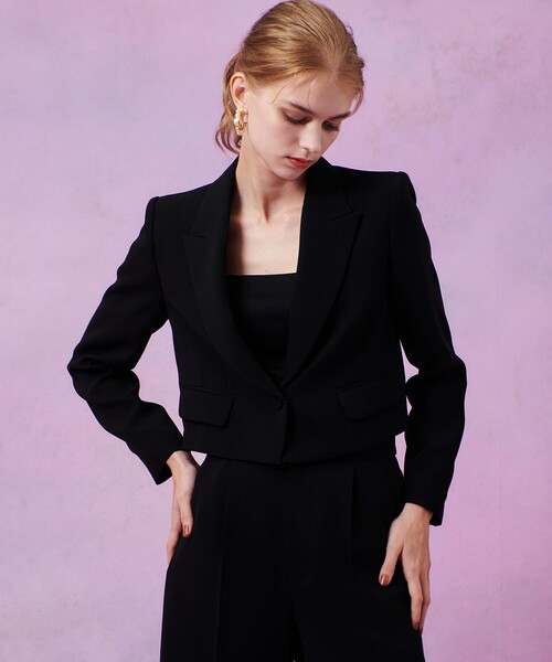 LOULOU WILLOUGHBY(ルルウィルビー)の「【LOULOU WILLOUGHBY】ダブルクロスショートジャケット(テーラードジャケット・レディース・ブラック/オフホワイト・1/2)」の18枚目の写真