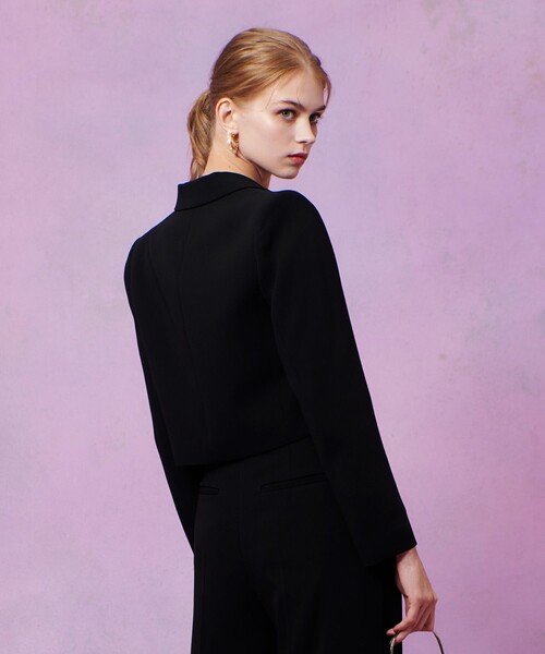 LOULOU WILLOUGHBY(ルルウィルビー)の「【LOULOU WILLOUGHBY】ダブルクロスショートジャケット(テーラードジャケット・レディース・ブラック/オフホワイト・1/2)」の20枚目の写真
