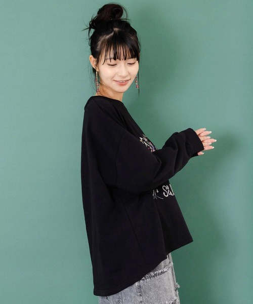 ScoLar(スカラー)の「ScoLar/スカラー 猫刺繍裏毛PO(スウェット・レディース・グリーン/ブラック・FREE)」の8枚目の写真