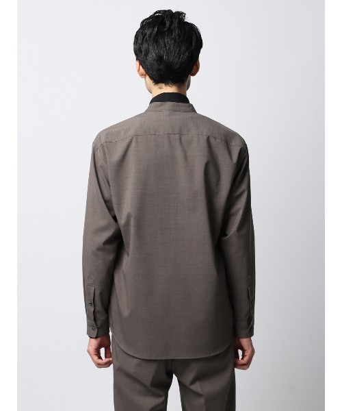 SUIT SQUARE(スーツスクエア)の「バンドカラーシャツ 長袖 ストレッチ ウールポリエステル トロピカル 無地(シャツ/ブラウス・メンズ・チャコールグレー/ブラウン・LL/L/M/S)」の9枚目の写真