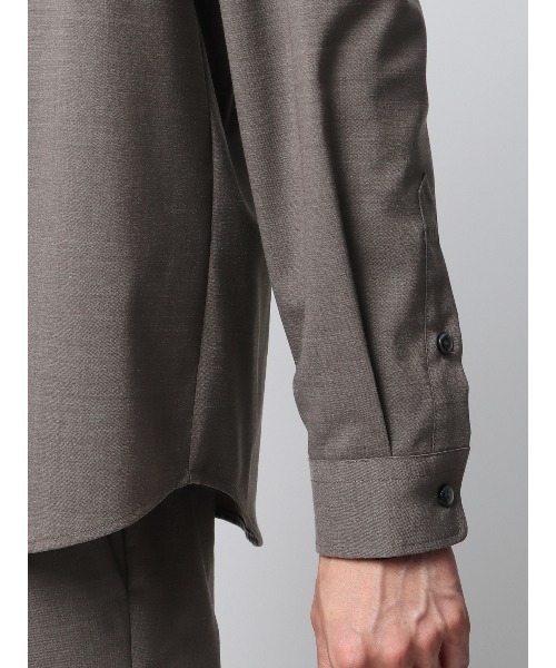 SUIT SQUARE(スーツスクエア)の「バンドカラーシャツ 長袖 ストレッチ ウールポリエステル トロピカル 無地(シャツ/ブラウス・メンズ・チャコールグレー/ブラウン・LL/L/M/S)」の11枚目の写真