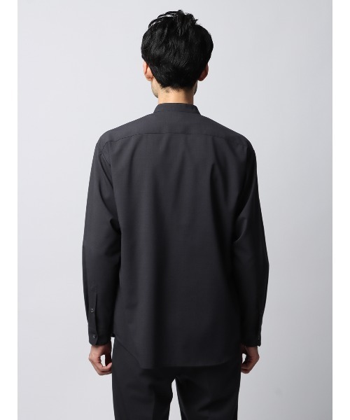 SUIT SQUARE(スーツスクエア)の「バンドカラーシャツ 長袖 ストレッチ ウールポリエステル トロピカル 無地(シャツ/ブラウス・メンズ・チャコールグレー/ブラウン・LL/L/M/S)」の15枚目の写真