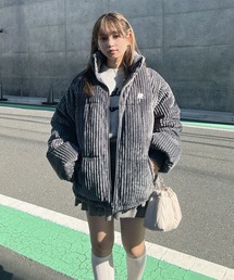 AS KNOW AS plus | ♪ワンポイントロゴ刺繍　スタンドカラー ドロスト付きコーデュロイ中綿ブルゾン(ブルゾン)