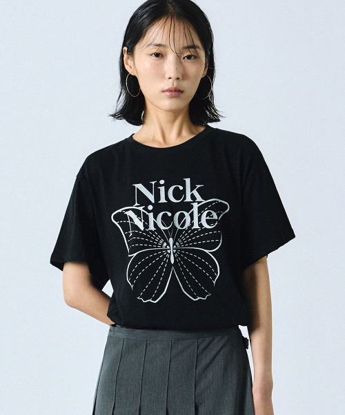 NICK&NICOLE(ニックアンドニコール)の「BIG BUTTERFLY SLEEVE TOP_BLACK SILVER(Tシャツ/カットソー・レディース・その他・FREE)」の1枚目の写真