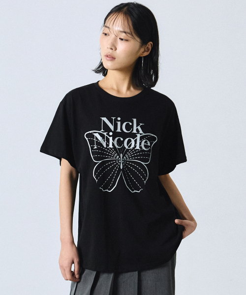 NICK&NICOLE(ニックアンドニコール)の「BIG BUTTERFLY SLEEVE TOP_BLACK SILVER(Tシャツ/カットソー・レディース・その他・FREE)」の2枚目の写真