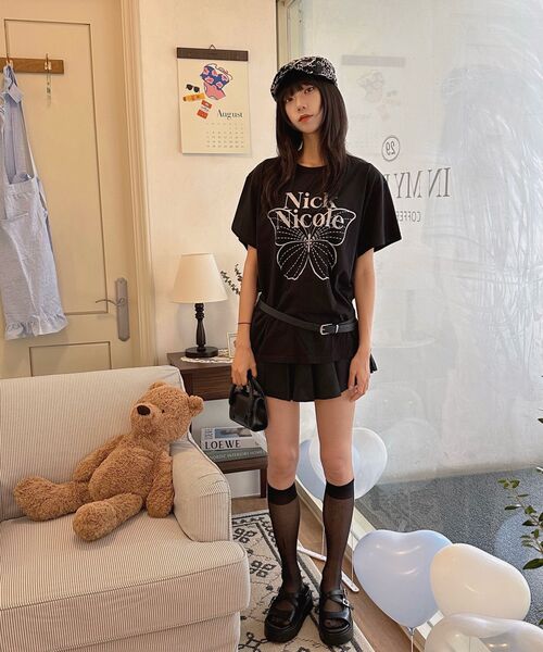 NICK&NICOLE(ニックアンドニコール)の「BIG BUTTERFLY SLEEVE TOP_BLACK SILVER(Tシャツ/カットソー・レディース・その他・FREE)」の7枚目の写真