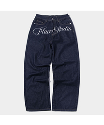 Classic Place Logo Embroidered Point Wide Denim Pants _2COLOR