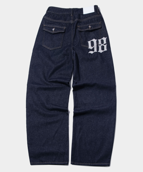 PLACE STUDIO(プレイススタジオ)の「Classic Place Logo Embroidered Point Wide Denim Pants _2COLOR(デニムパンツ・レディース・ダークブルー・SMALL/MEDIUM)」の3枚目の写真