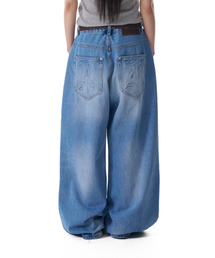 セール】Multi Studded Cotton Pants (White)（デニムパンツ）｜AAKAM