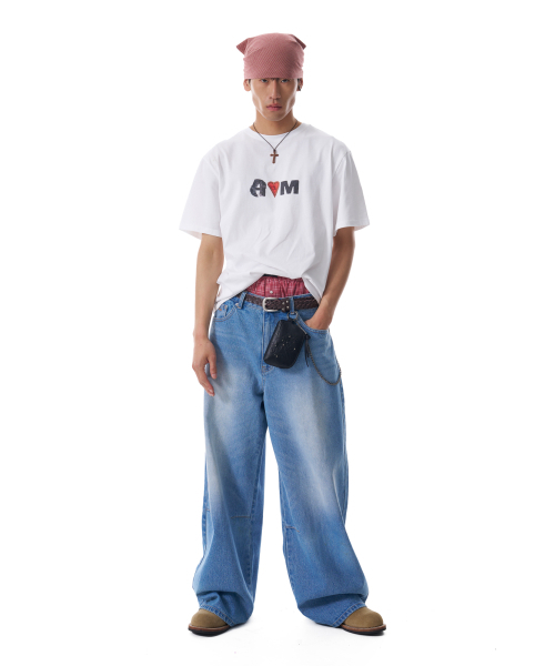 AAKAM（アーカム）の「Embossing Logo Denim Pants (Blue)（デニムパンツ・レディース・その他・2/1）」の11枚目の写真