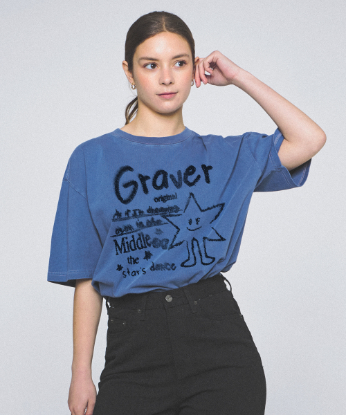 GRAVER（グレーバー）の「[ユニセックス]スターダンスピグメント半袖Tシャツ_ブルーシャドウ（Tシャツ/カットソー・レディース・ブルー・SMALL/MEDIUM/LARGE/X-LARGE）」の2枚目の写真
